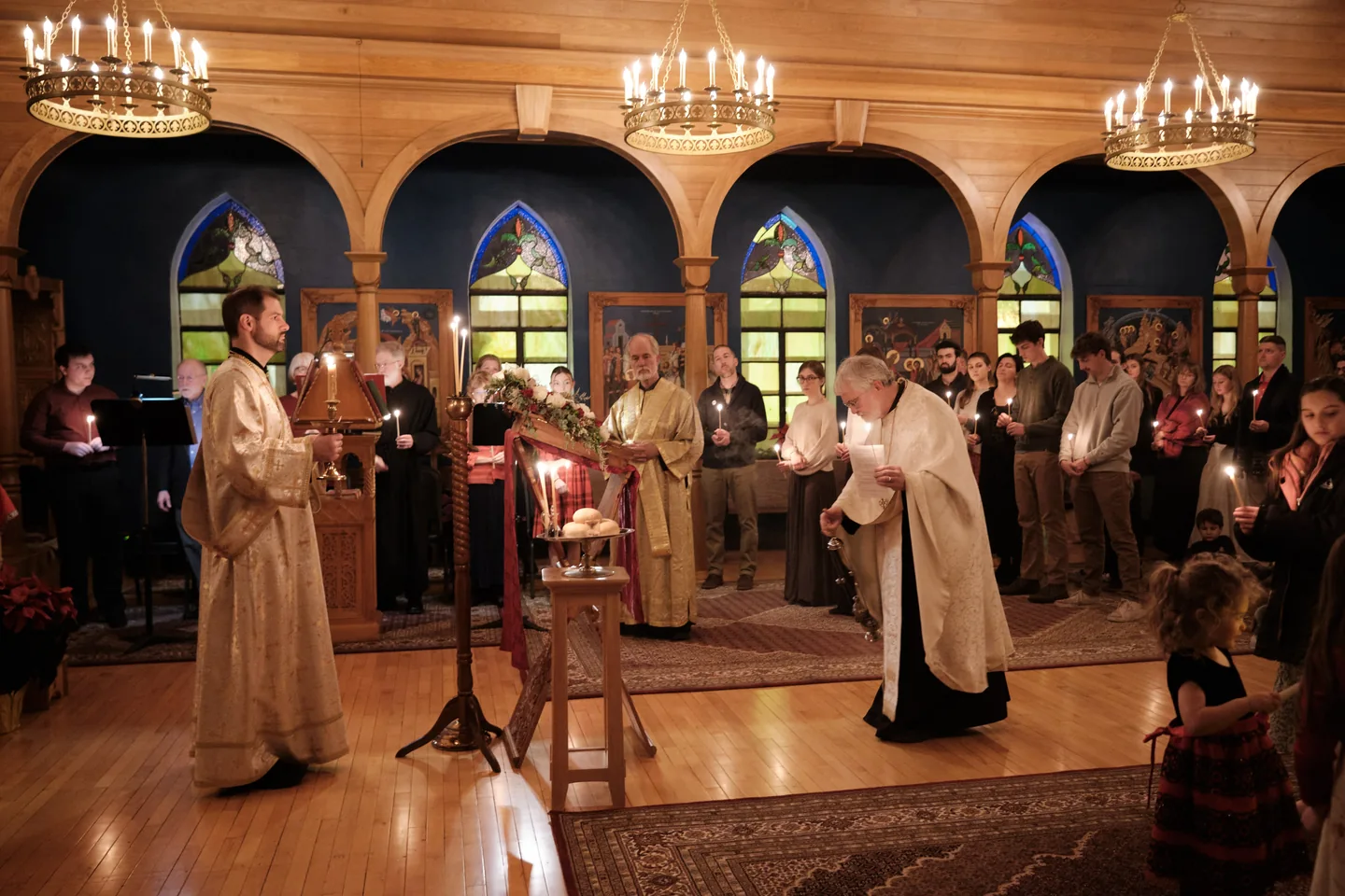 Clergy and parishioners gathered for a candlelit service