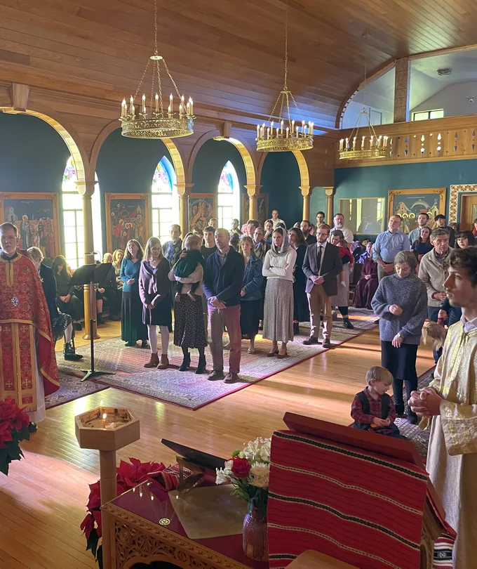 Parishioners gathered for worship in the nave